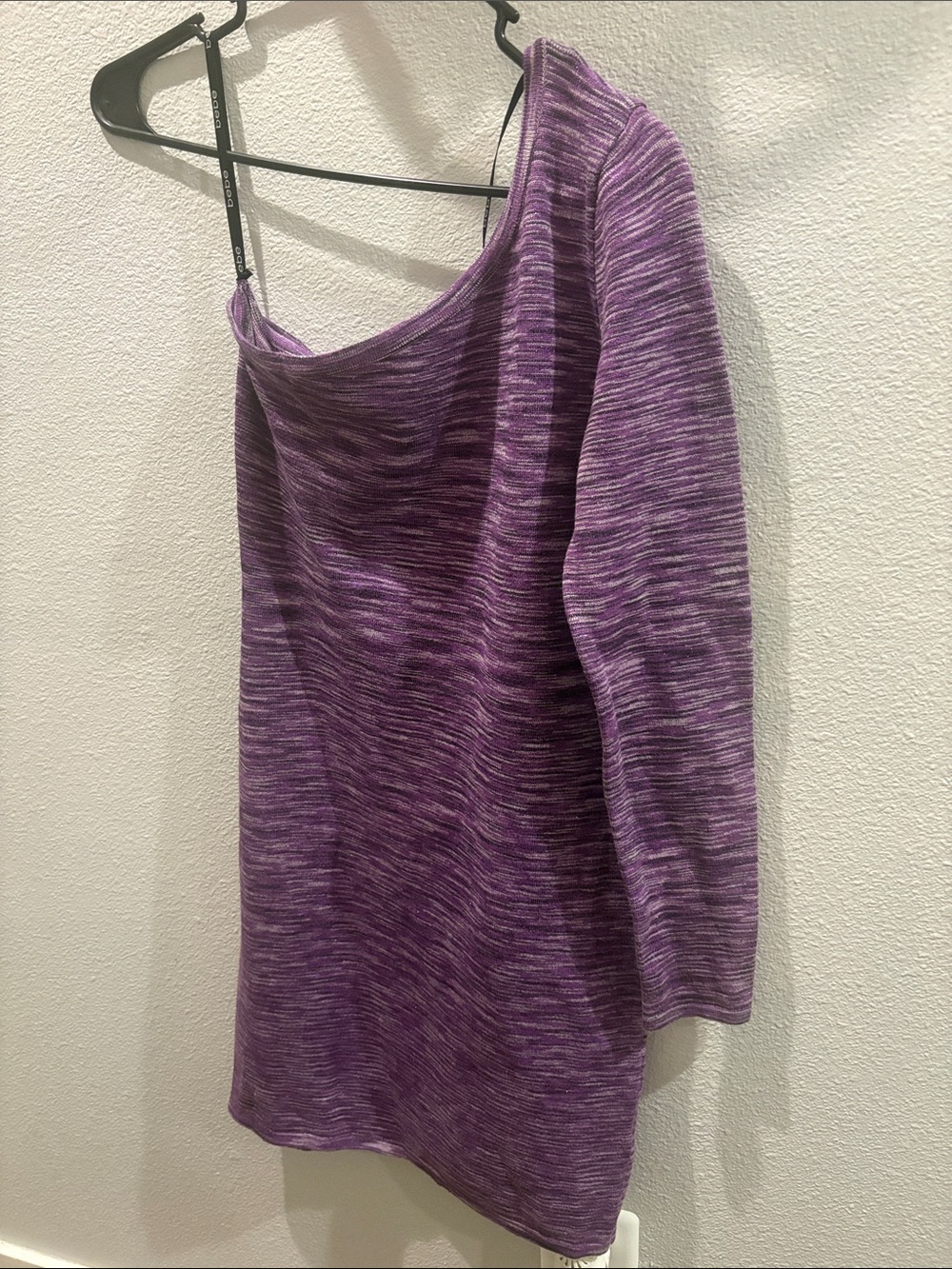 bebe Purple One-Shoulder Knit Dress